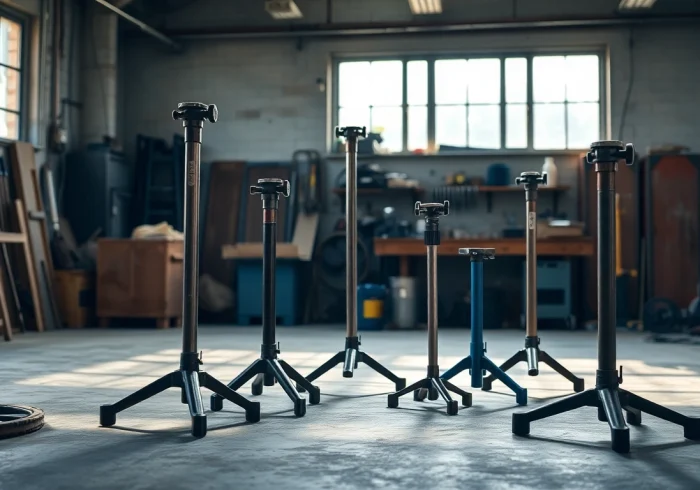 Pipe stands displaying sturdy, adjustable features in a workshop setting to ensure stability during work.