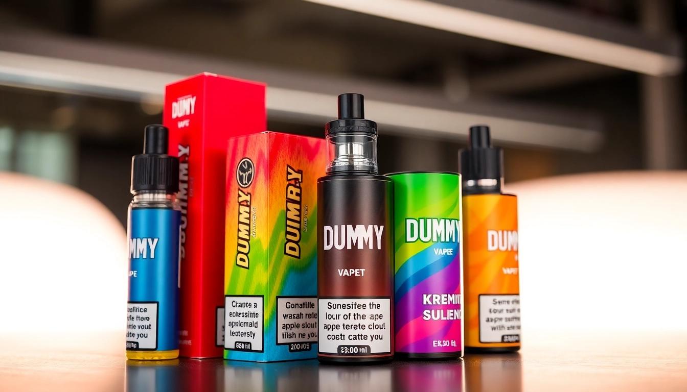 Showcase different dummy vapes with visible price tags, highlighting various flavors and styles.