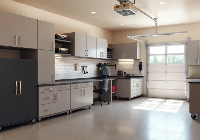 Organize your custom garages with sleek cabinetry and bright lighting for an inviting atmosphere.