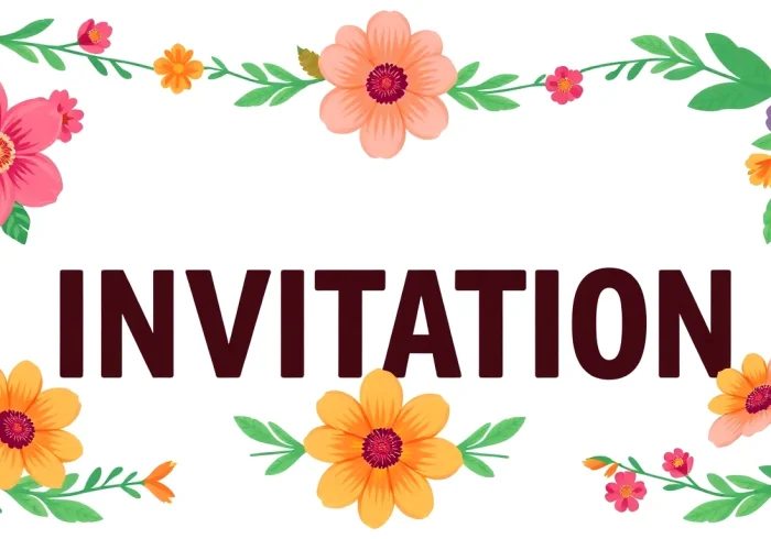 Create a vibrant invitation showcasing beautiful floral designs and elegant typography.