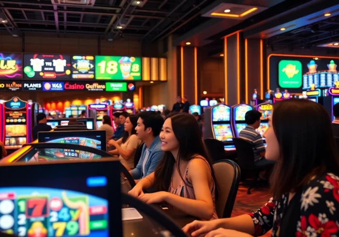 Experience สล็อต168 gaming excitement with diverse players immersed in vibrant online casino games.