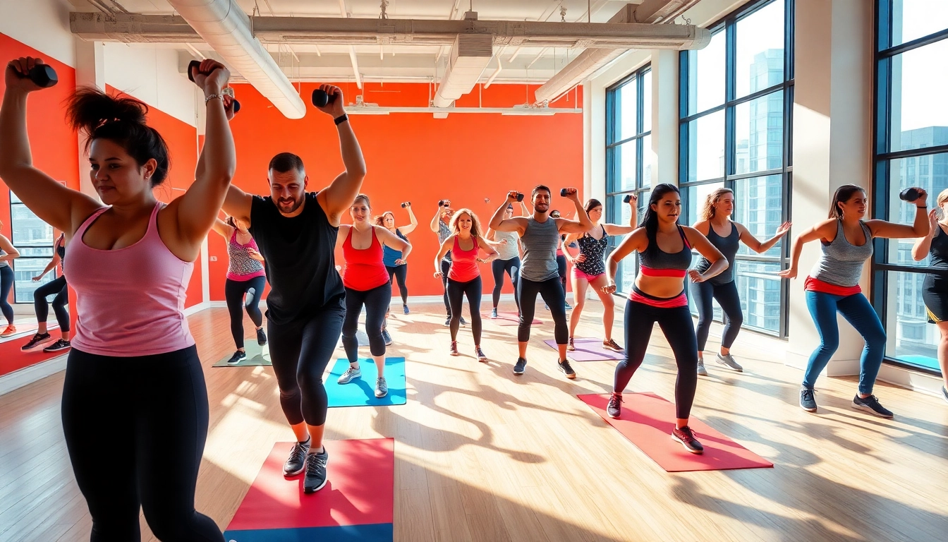 Participants engaging in Downtown Jersey City Training, showcasing vibrant energy and diversity in a fitness class atmosphere.