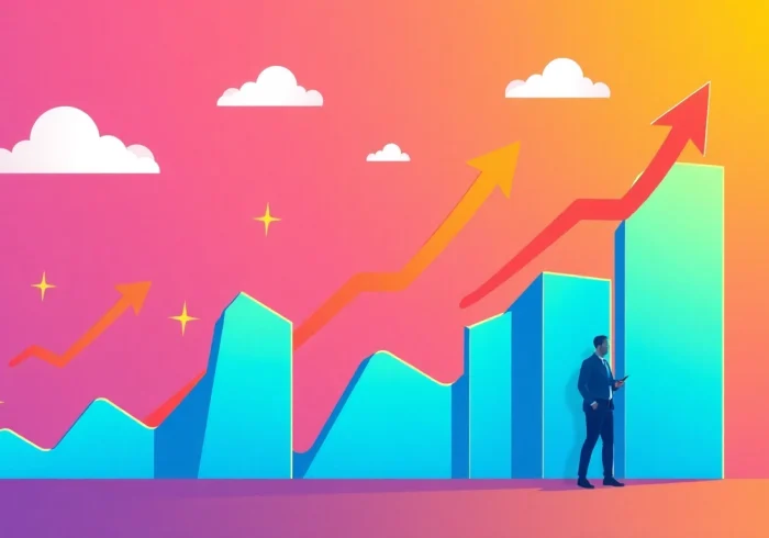 Visual representation of croissance as growth, illustrating upward trends and charts for success.