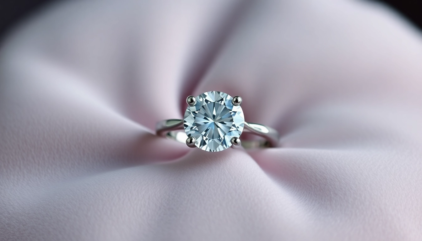 Showcase an exquisite 3 Carat Engagement Rings sparkling elegantly on a plush surface.