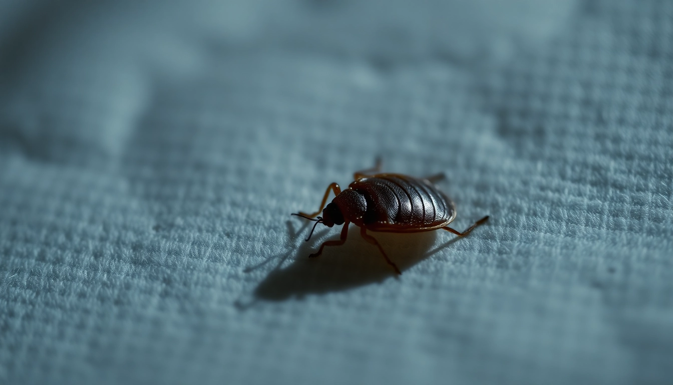 Effective bed bug removal showcases a detailed close-up of a bed bug on a mattress for identification.