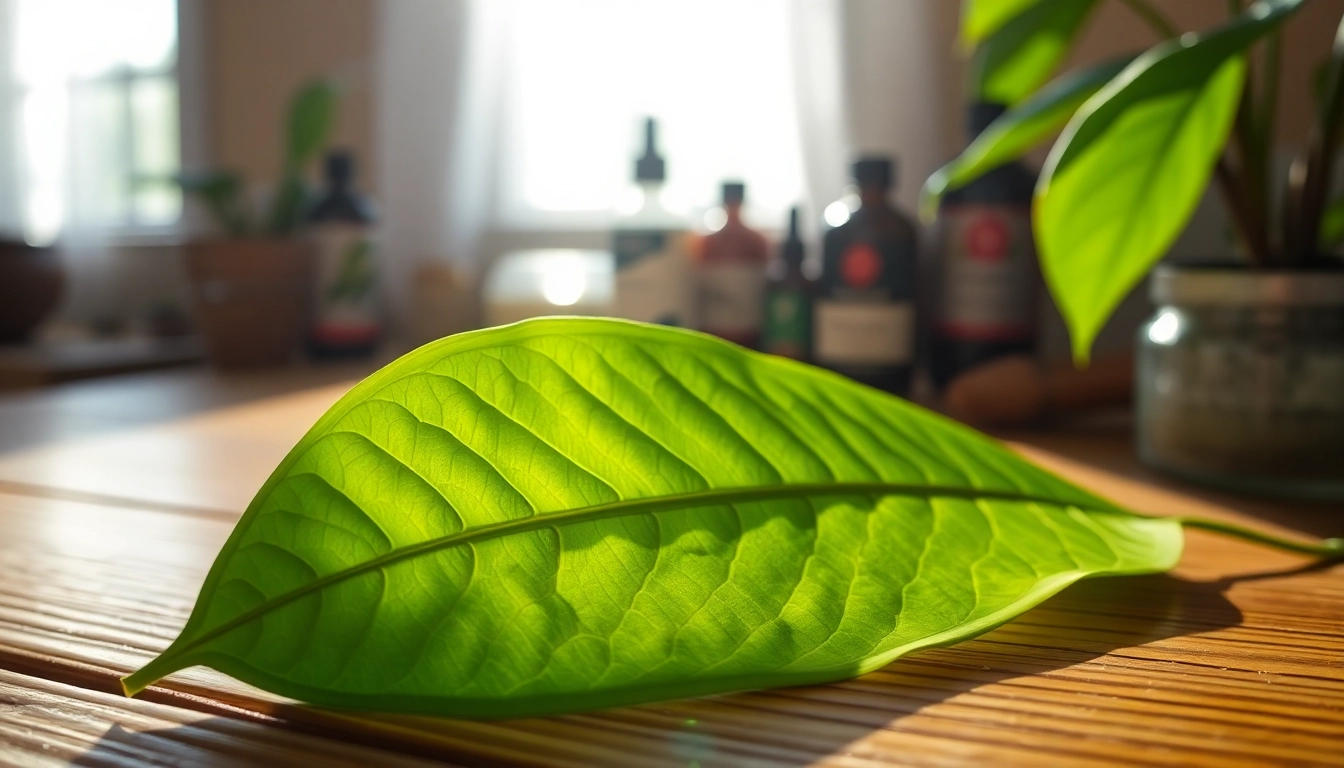 Showcase the vibrant kratom leaf for 7 hydroxymitragynine bulk highlighting its natural origins and therapeutic benefits.