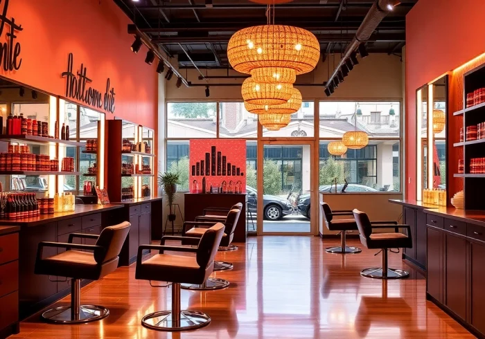 Showcase the vibrant range of products in Salon Haarpflege von Joico displayed elegantly in a chic salon setting.