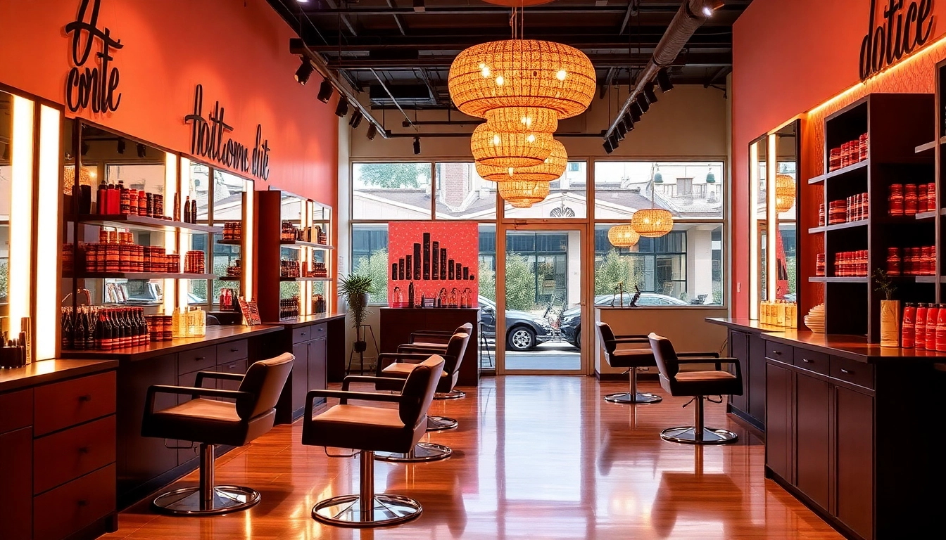 Showcase the vibrant range of products in Salon Haarpflege von Joico displayed elegantly in a chic salon setting.